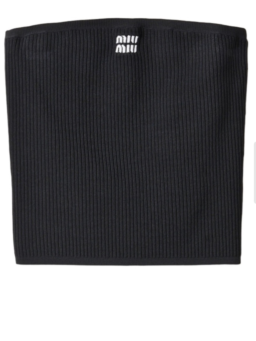 Miu Miu Black Ribbed Tube Top with White Logo